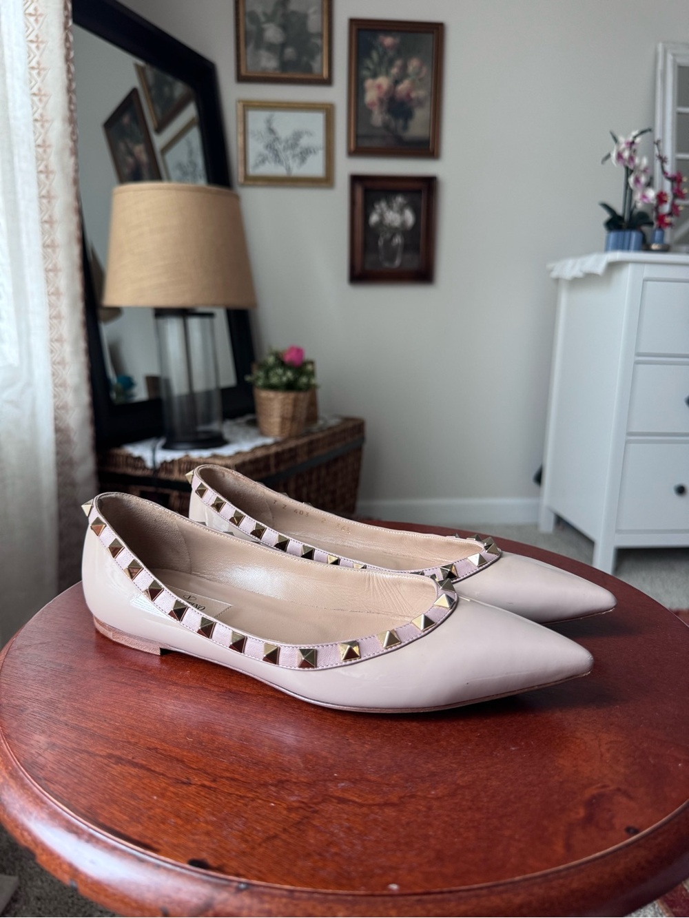 Valentino Garavani Stud-Trim Pointed Ballet Flats - Light Pink